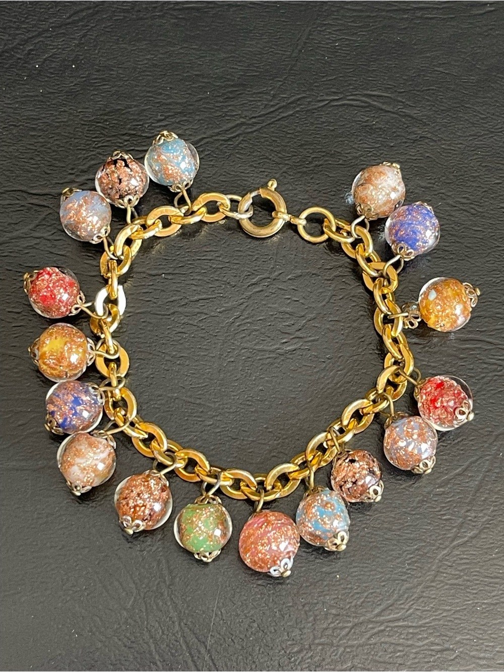 Elegant Murano multicolor glass Charm Bracelet.